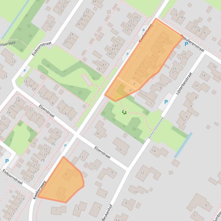 Kaart van postcodegebied 9982KA.