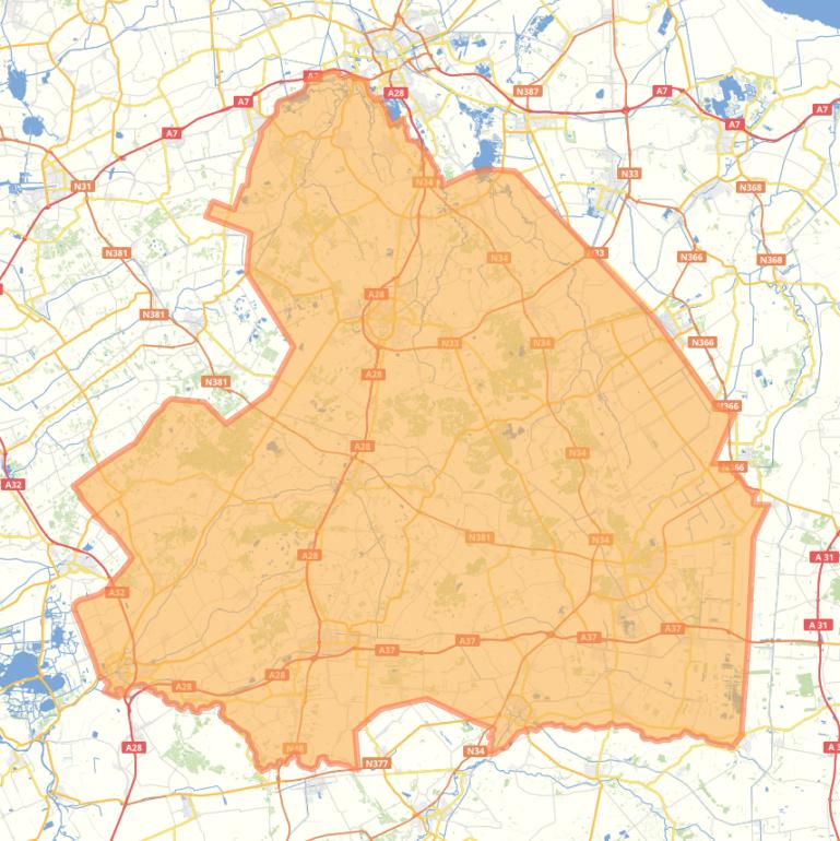 Kaart van de provincie Drenthe.