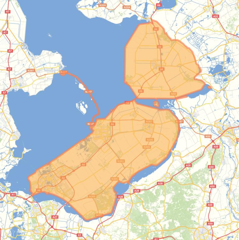 Kaart van de provincie Flevoland.