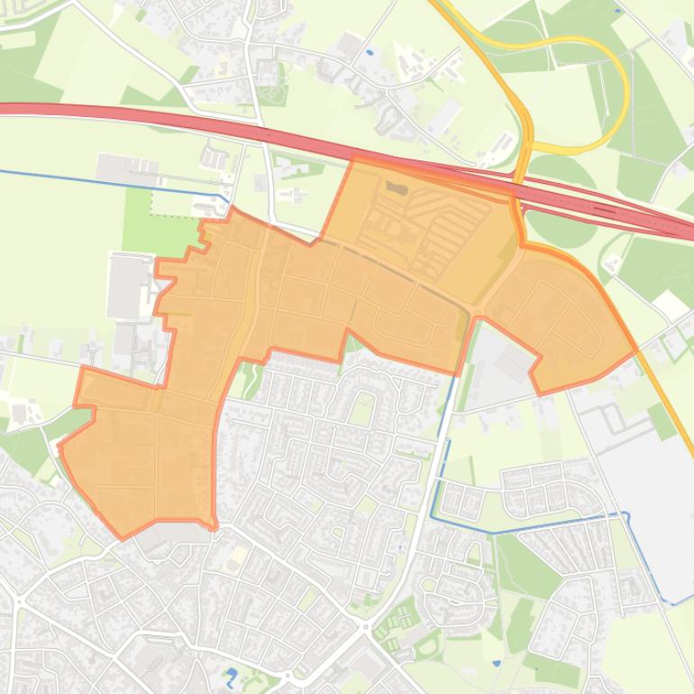 Kaart van de wijk Asten industrie noord.