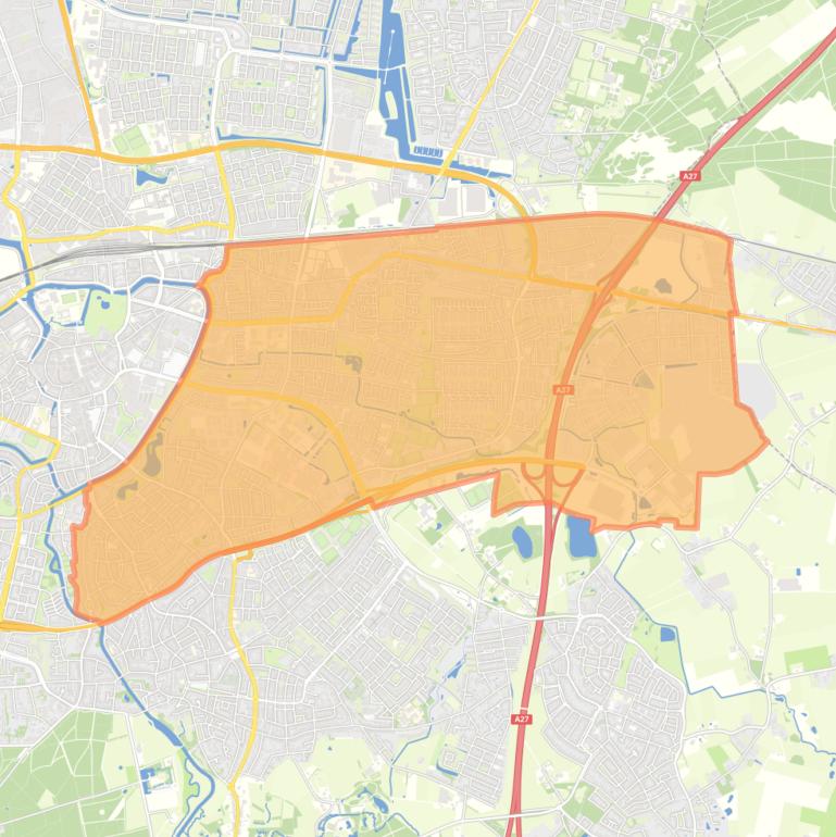 Kaart van de wijk Breda oost.