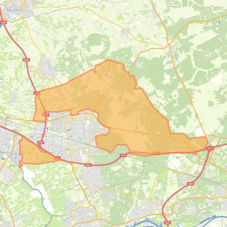 Kaart van de wijk Buitengebied Ede-Stad.