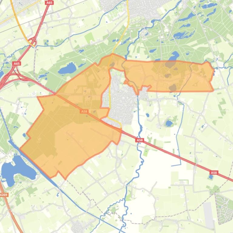 Kaart van de wijk Buitengebied Moergestel Noord-West.