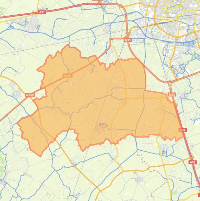 Kaart van de wijk Dorpen Zuid-West.