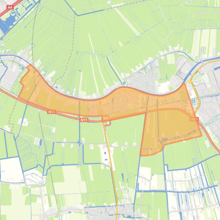 Kaart van de wijk Hazerswoude-Rijndijk.