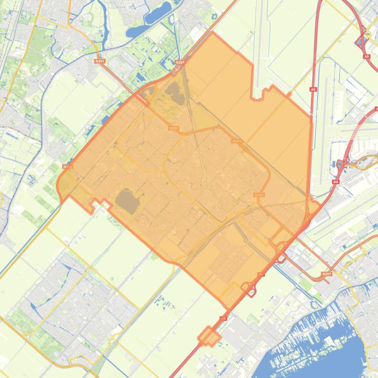 Kaart van de wijk Hoofddorp.