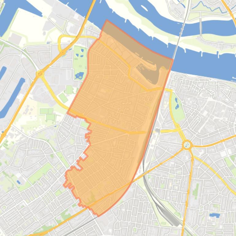 Kaart van de wijk Nijmegen-Oud-West.