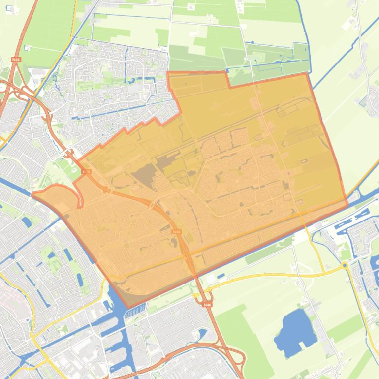 Kaart van de wijk Noorddijk en omgeving.