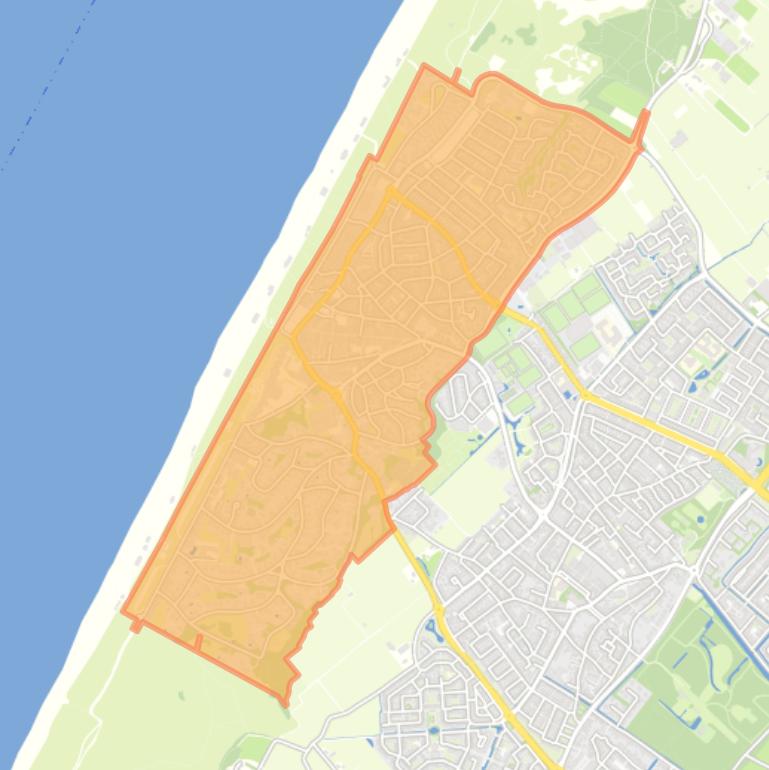 Kaart van de wijk Noordwijk Zee.