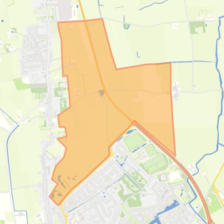 Kaart van de wijk Verspreide huizen in het noorden.