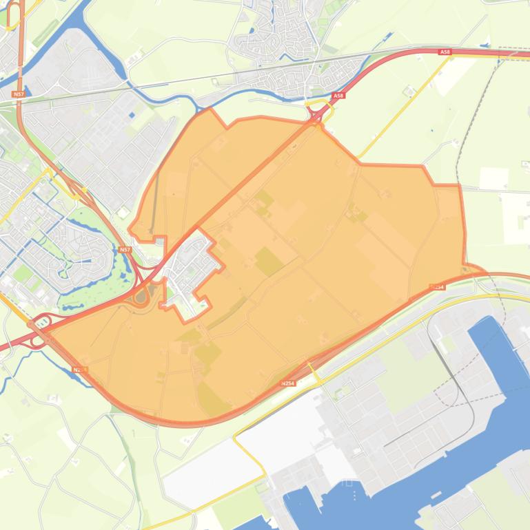 Kaart van de wijk Verspreide huizen Nieuw- en Sint Joosland.