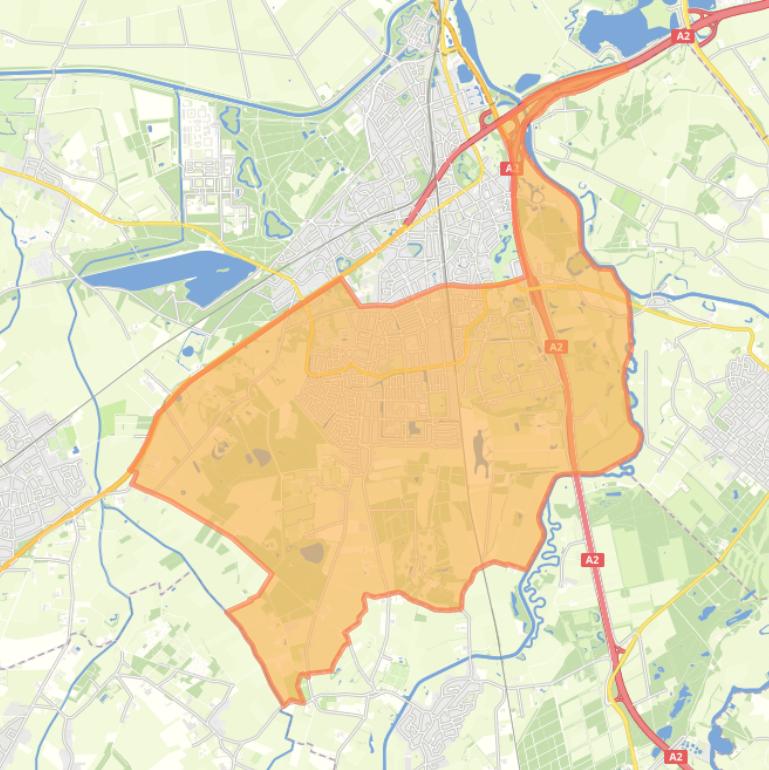 Kaart van de wijk Vught-Zuid.