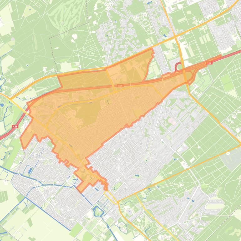 Kaart van de wijk Zeist-Noord.