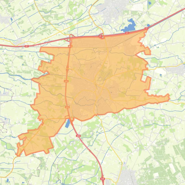 Kaart van de woonplaats Barneveld.