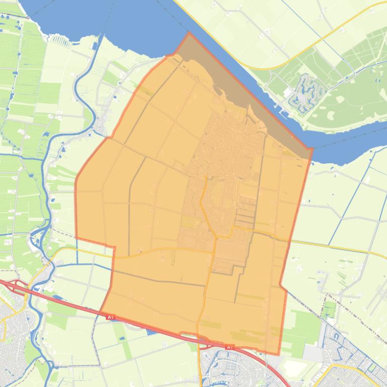 Kaart van de woonplaats Bunschoten-Spakenburg.