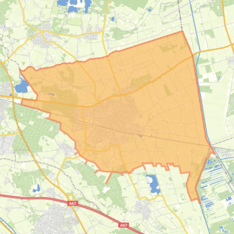 Kaart van de woonplaats Deurne.