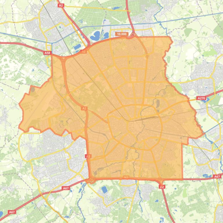 Kaart van de woonplaats Eindhoven.