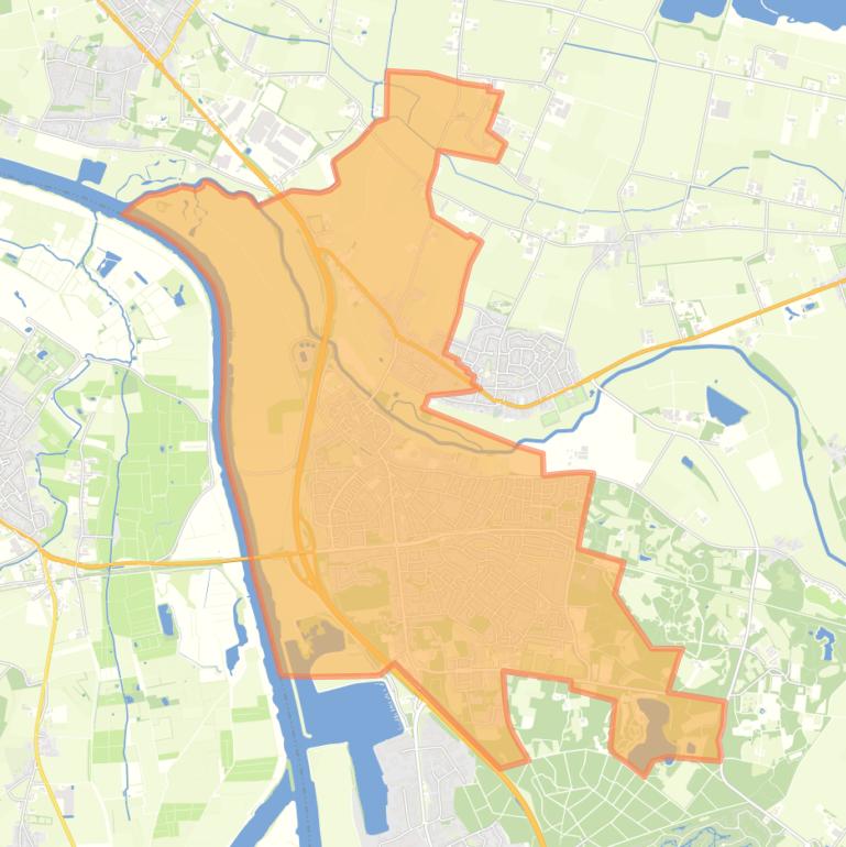 Kaart van de woonplaats Gennep.