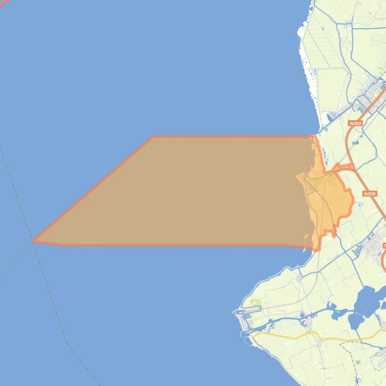 Kaart van de woonplaats Hindeloopen.