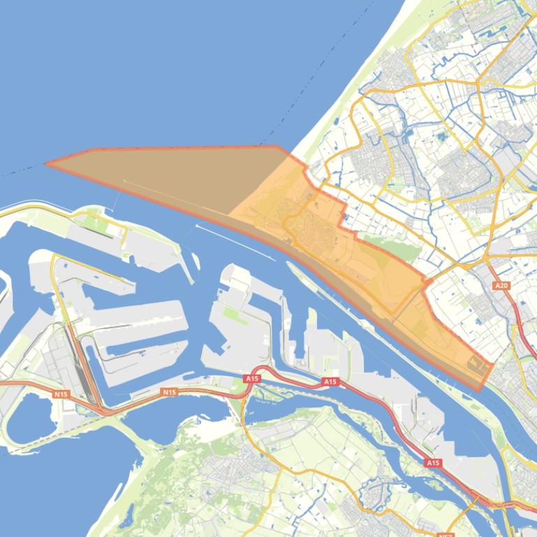 Kaart van de woonplaats Hoek van Holland.