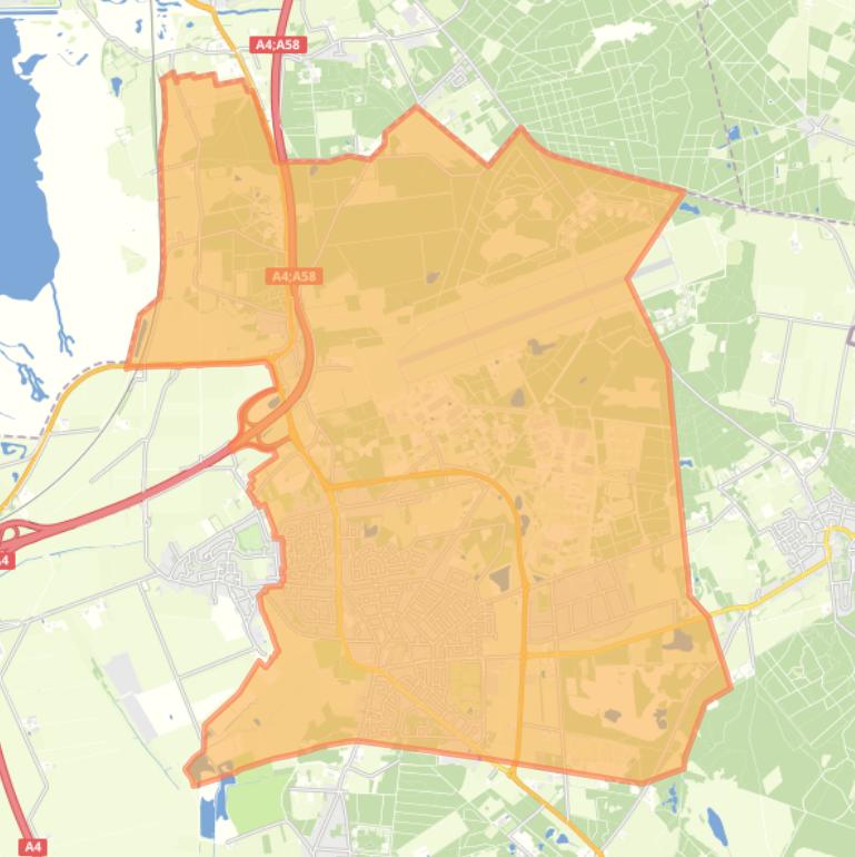 Kaart van de woonplaats Hoogerheide.