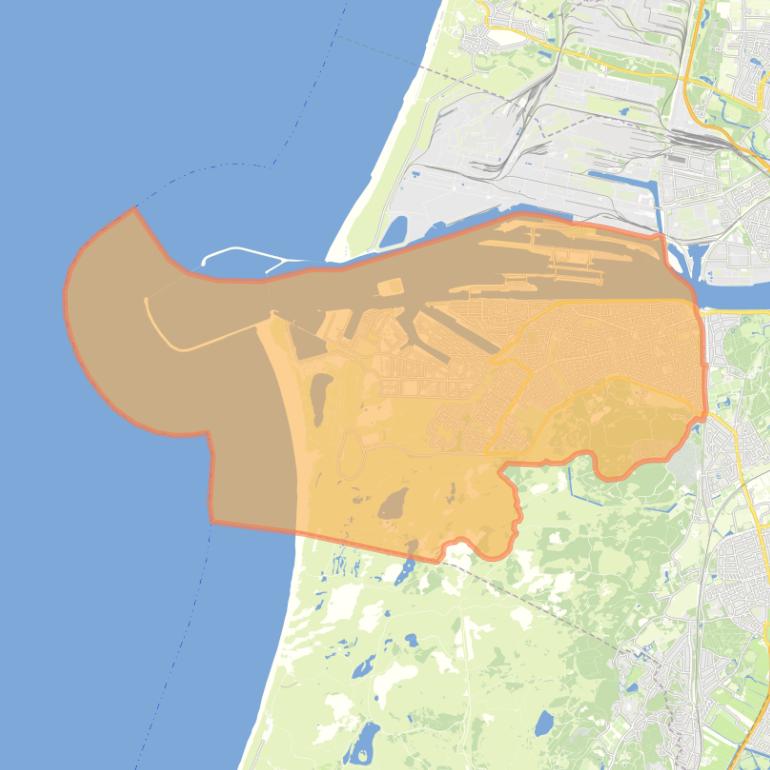 Kaart van de woonplaats IJmuiden.