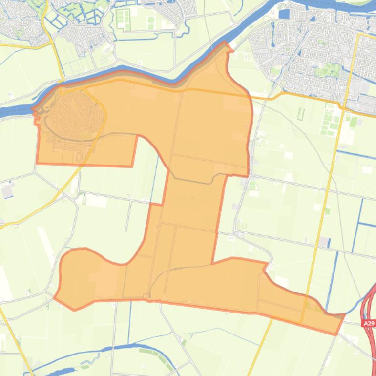 Kaart van de woonplaats Nieuw-Beijerland.