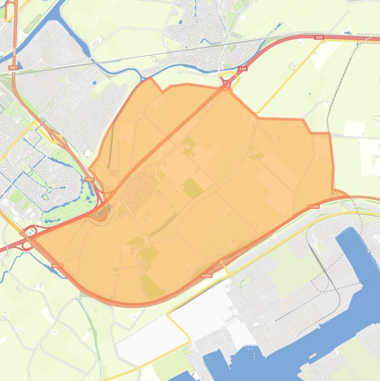 Kaart van de woonplaats Nieuw- en Sint Joosland.