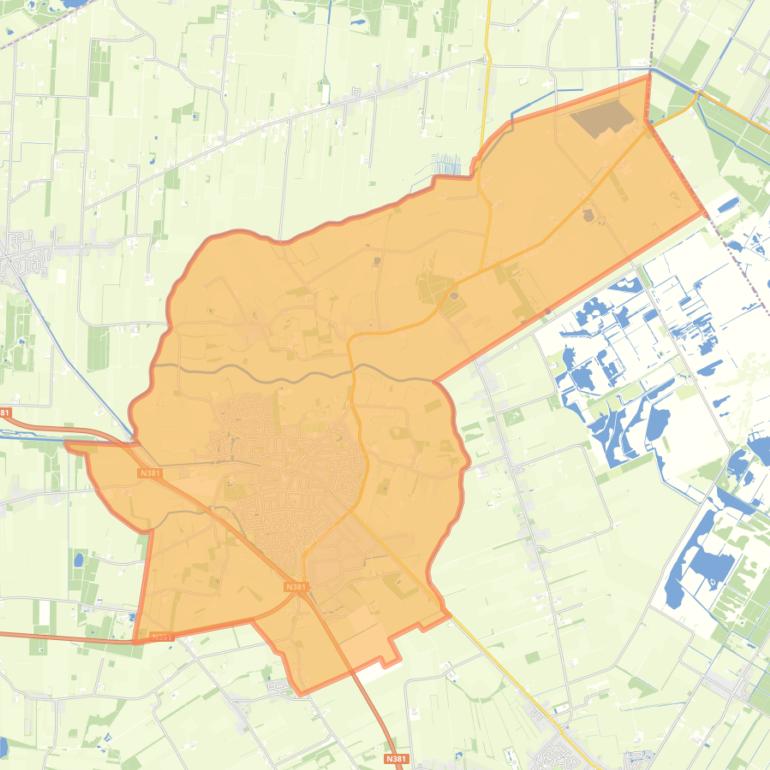 Kaart van de woonplaats Oosterwolde.