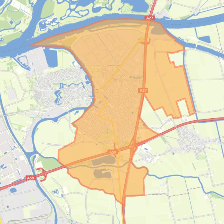 Kaart van de woonplaats Raamsdonksveer.