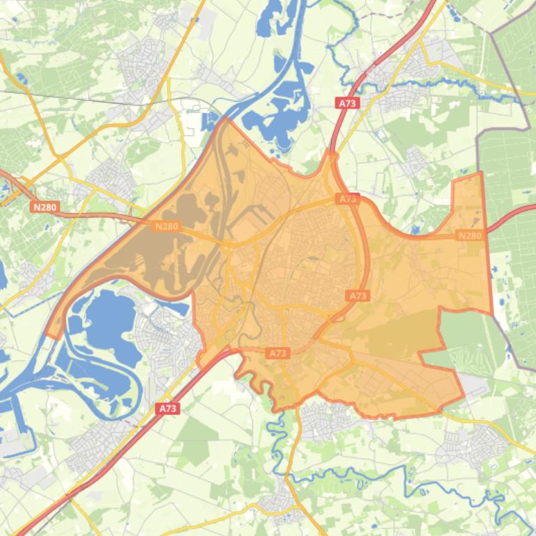 Kaart van de woonplaats Roermond.