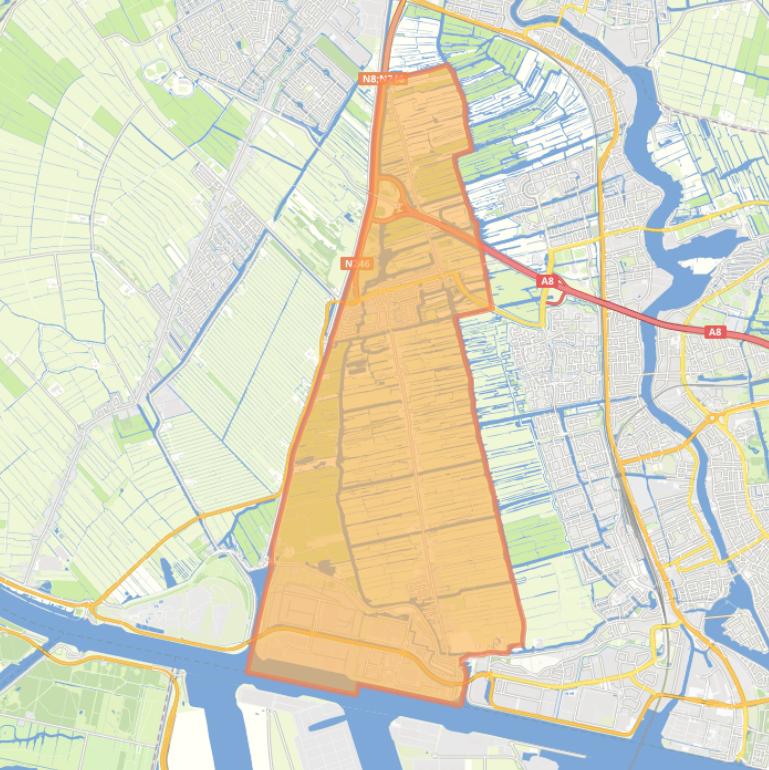 Kaart van de woonplaats Westzaan.