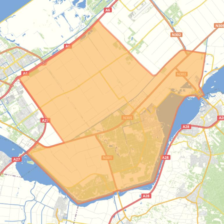 Kaart van de woonplaats Zeewolde.