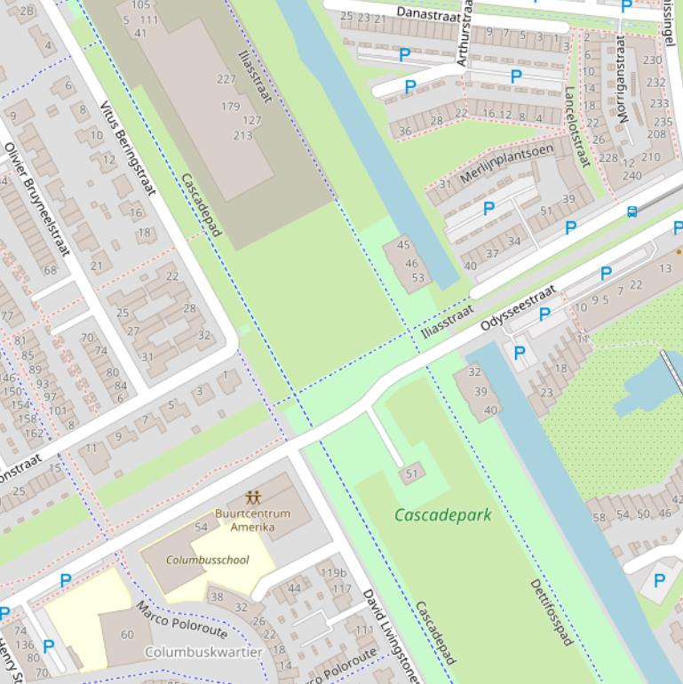 Kaart van het Cascadepark.