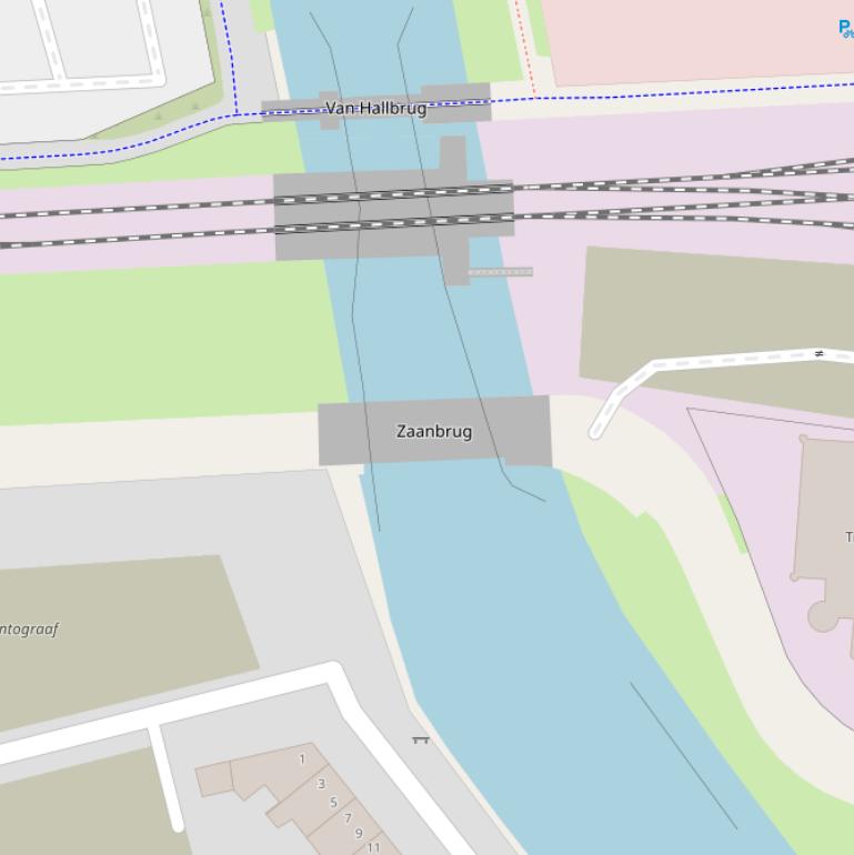 Kaart van de Zaanbrug.