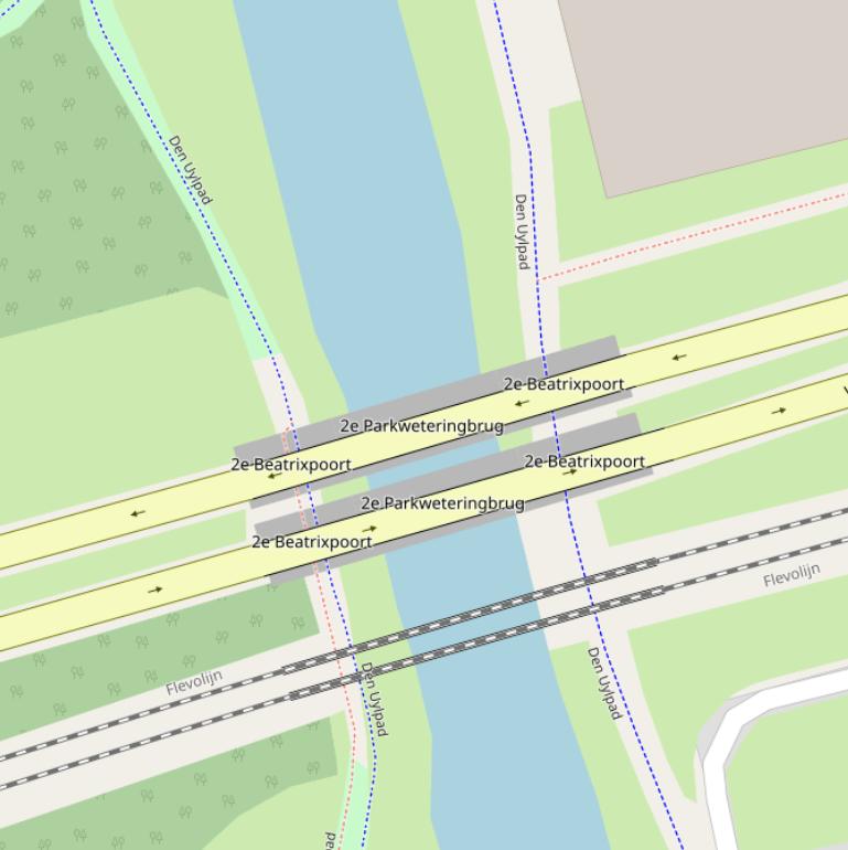 Kaart van de 2e Parkweteringbrug.