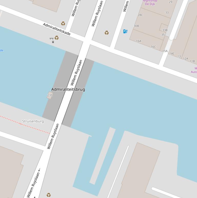 Kaart van de Admiraliteitsbrug.