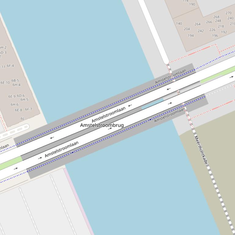 Kaart van de Amstelstroombrug.