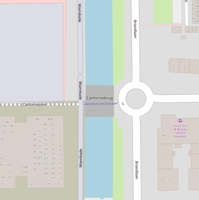 Kaart van de Californiëbrug.