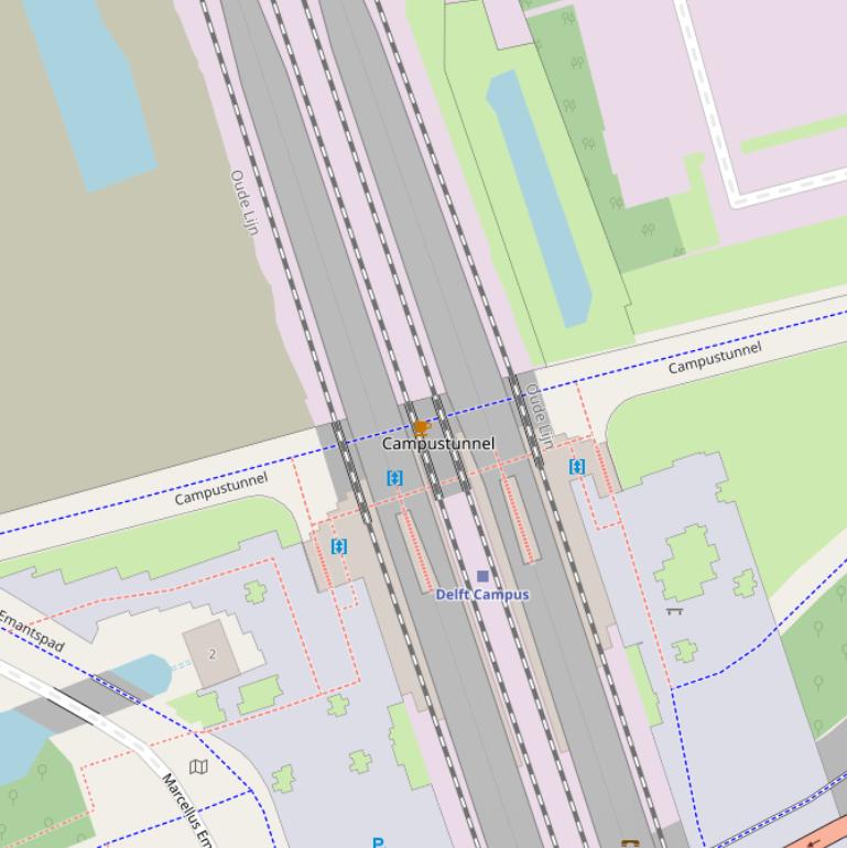 Kaart van de Campustunnel.