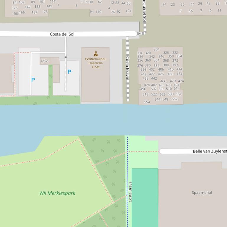 Kaart van de Costa Bravabrug.