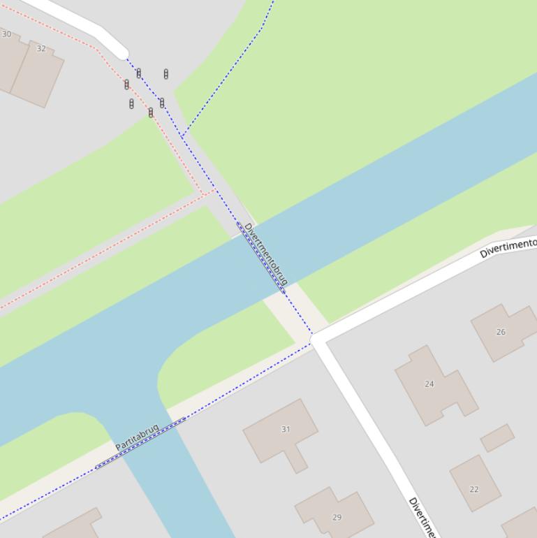 Kaart van de Divertimentobrug.