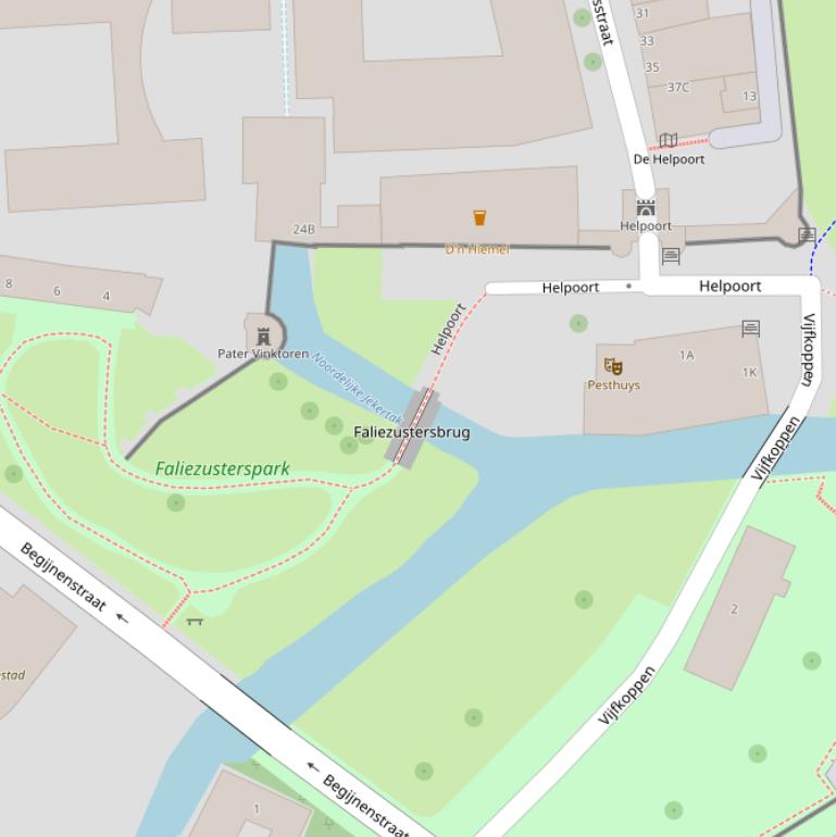 Kaart van de Faliezustersbrug.