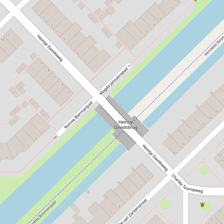 Kaart van de Heintje Davidsbrug.