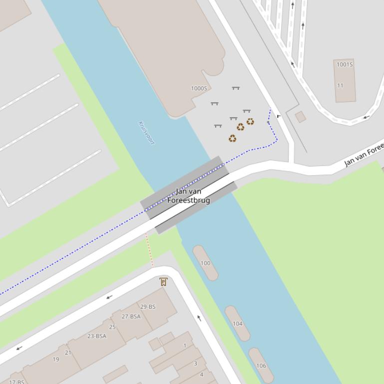 Kaart van de Jan van Foreestbrug.