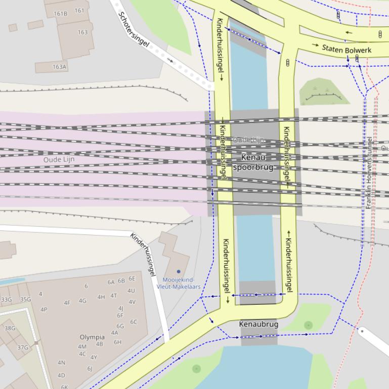 Kaart van de Kenauspoorbrug.