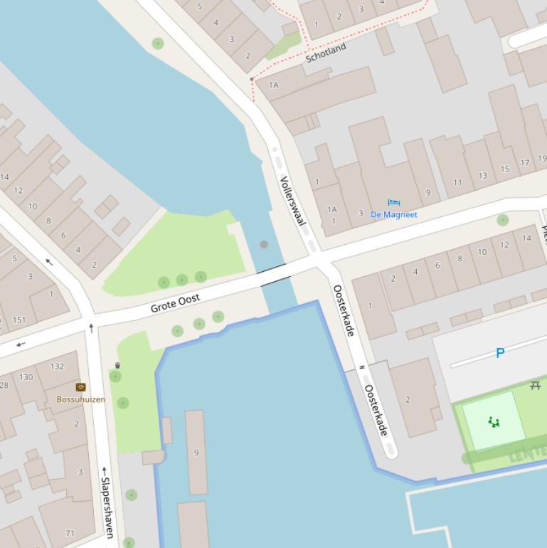 Kaart van de Kleine Oostbrug.