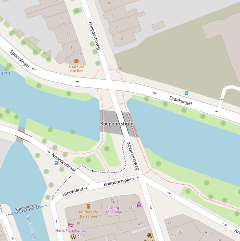 Kaart van de Koepoortsbrug.