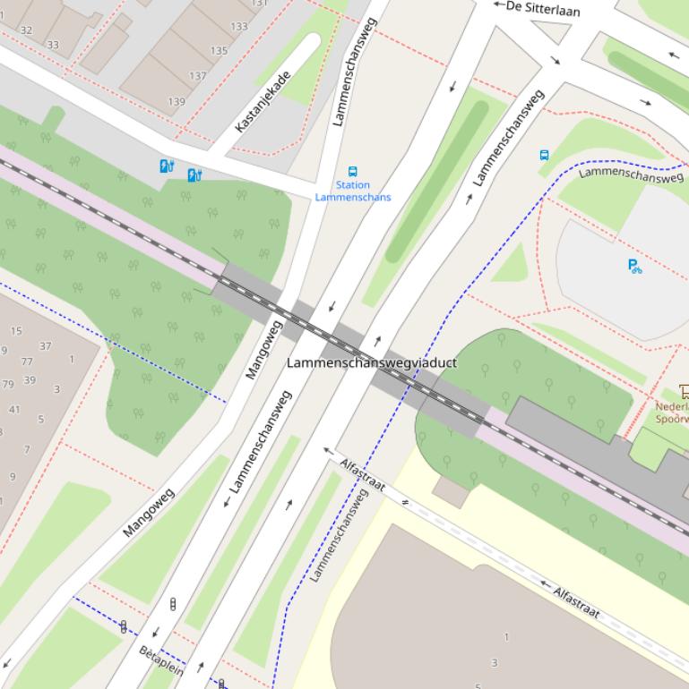 Kaart van  Lammenschanswegviaduct.