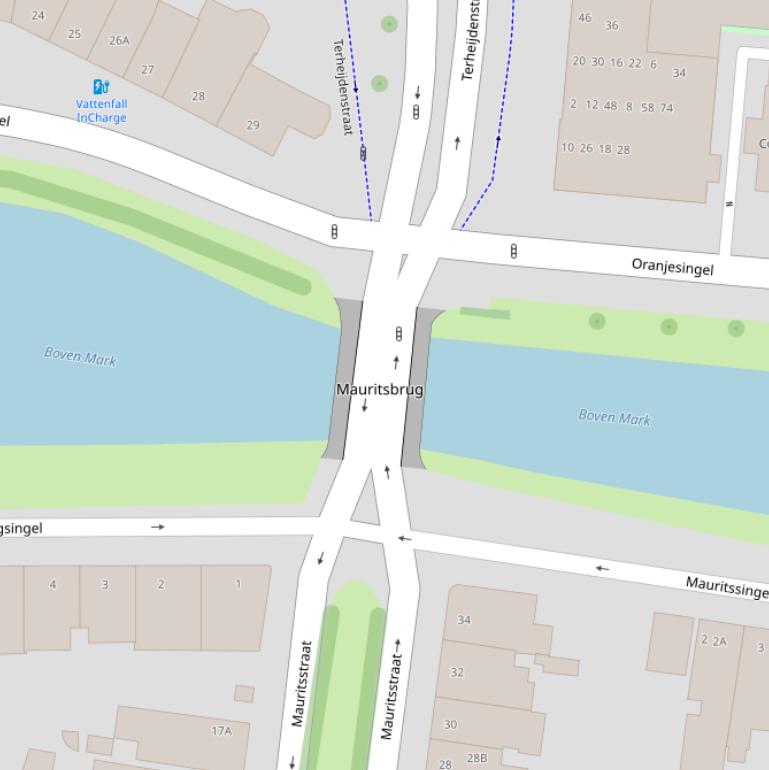 Kaart van de Mauritsbrug.